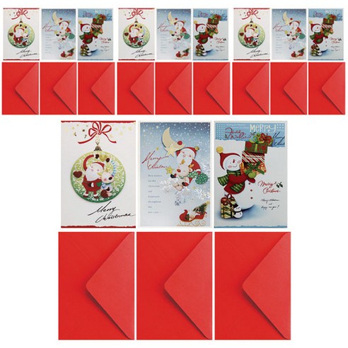 프롬앤투 크리스마스 카드 + 봉투 세트 3종 S110q123, 혼합색상, 4세트