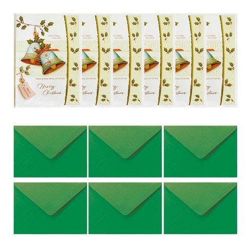 프롬앤투 크리스마스 카드 + 봉투 세트 S204q2, 혼합색상, 6세트