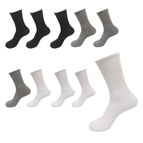 디유런 남성용 스포츠파일 장목양말 10켤레 S11, WHITE, GREY, BLACK