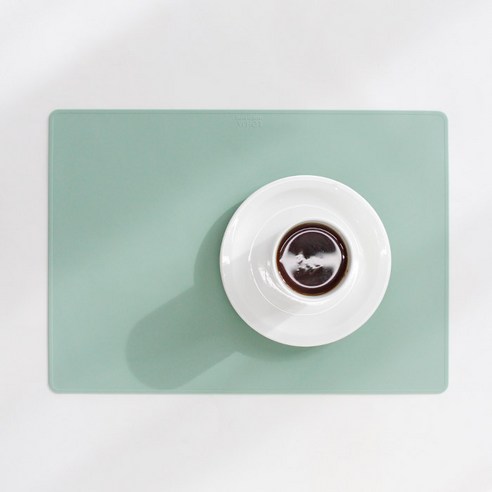 아카시아 파스텔 실리콘 사각 식탁 매트, 민트, 38 x 26.7 x 0.12 cm