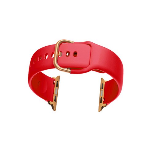 비쉐르 애플워치 5 골드 버클 라운드 V2 실리콘 밴드 스트랩 44mm, 레드, 1개