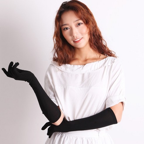 섹시파티 롱장갑 38cm, 블랙, 3세트
