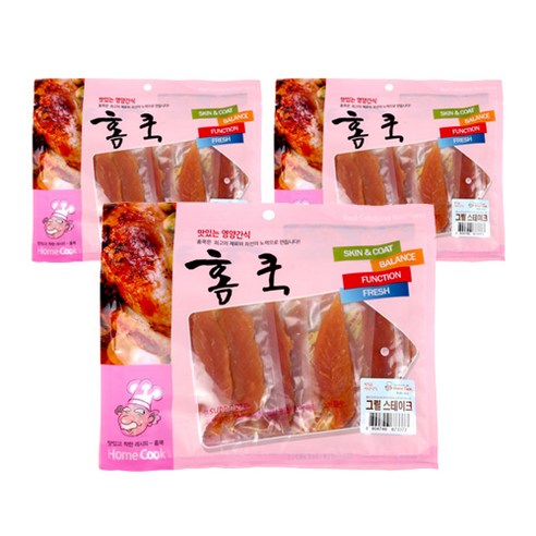 홈쿡 강아지 간식 400g, 그릴스테이크, 3개