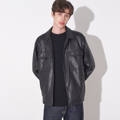 브이투 남성용 403 OVERFIT PREMIUM LEATHER TRUCKER 자켓