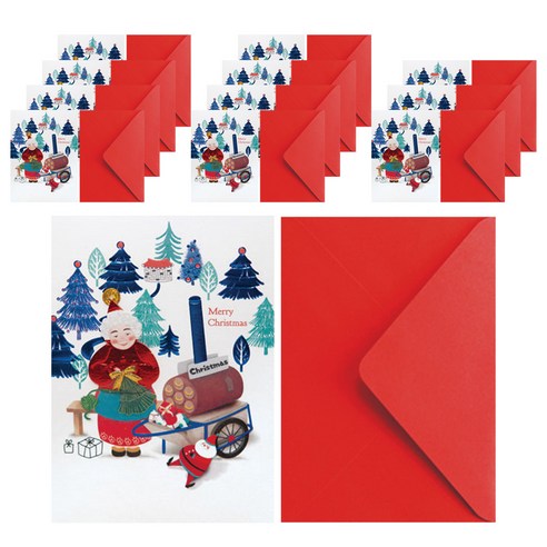 프롬앤투 크리스마스 카드 12p + 봉투 12p S1029q4, 혼합색상, 1세트