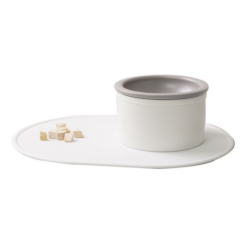 보울보울 국산 소형견 고양이 밥그릇 헬로 직각볼 매트 세트 10cm, 그레이+화이트+화이트, 1세트
