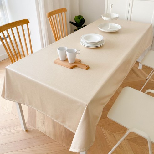 예뻐유 린넨 방수 식탁보 테이블보, 베이지, 90 x 130 cm