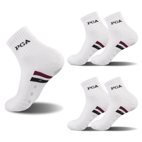 PGA 남성 넌슬립 패드 쿠션 압박 중목양말 5족세트 PGAM-11, 화이트, 1세트