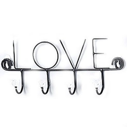 북유럽 미니멀리스트 도어 벽 후크 크리스탈, LOVE 블랙, 1개