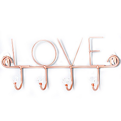 북유럽 미니멀리스트 도어 벽 후크 크리스탈, LOVE 로즈골드, 1개