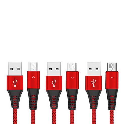 베리어 5핀 고속 충전 케이블 1.2m, 레드, 3개