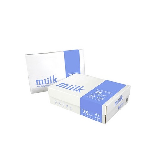 밀크 A4용지 75g 1박스(2000매) Miilk, A4, 2000매