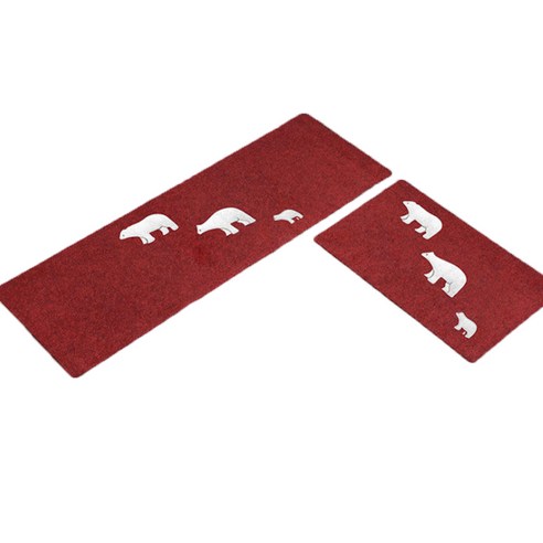 알럽홈 논슬립 홈 키친 풋 러그 2p, TYPE RED 곰세마리