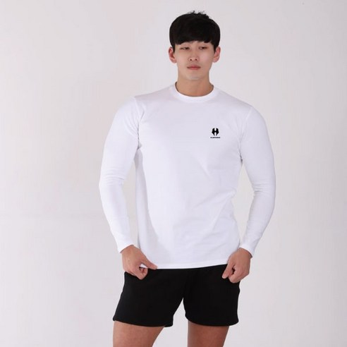 허그본 남성용 머슬핏 리플렉션 긴팔 티셔츠 태극 라인 002