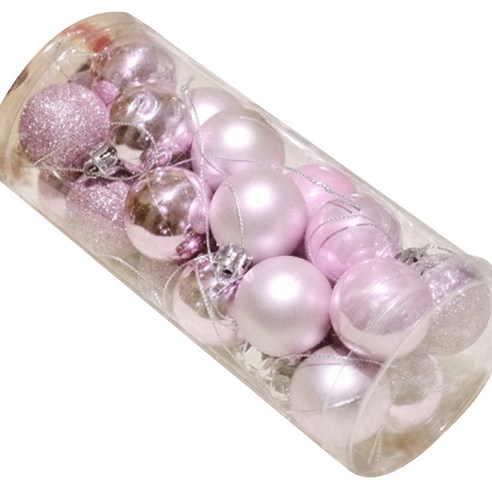 스투피드 크리스마스 트리 장식볼 4cm, 핑크, 24개