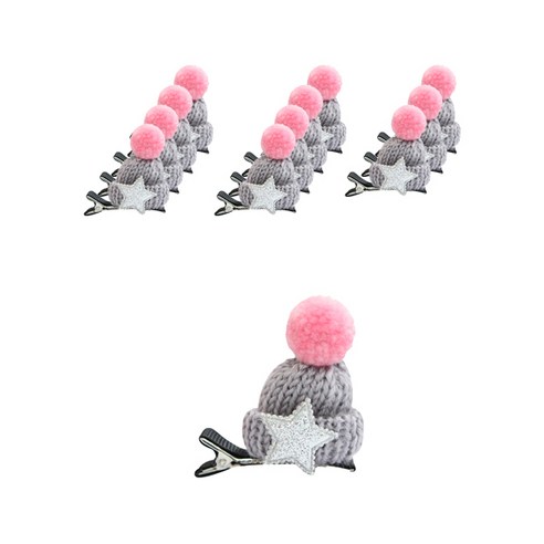 리빙다 털모자 머리핀 12p, 그레이, 1개