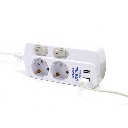 아이정 탭엔탭 개별 절전형 USB 멀티탭 2구, 2.5m, 1개