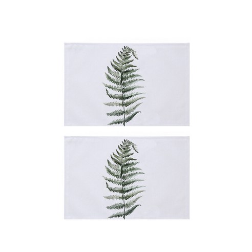 빈테리어 나뭇잎 일러스트 린넨 테이블매트 2p, 10, 30 x 45 cm