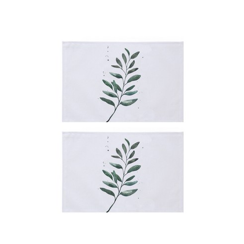 빈테리어 나뭇잎 일러스트 린넨 테이블매트 2p, 12, 30 x 45 cm
