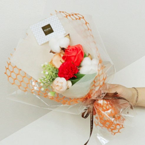 블뤼엔 조화 러블리하트 꽃다발 2p, 오렌지