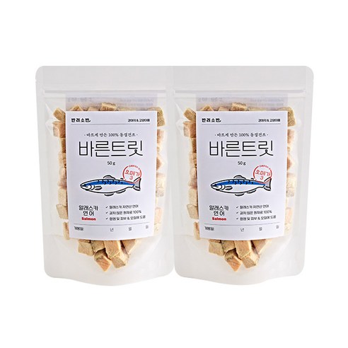 반려소반 바른트릿 강아지 간식 50g, 연어, 2개