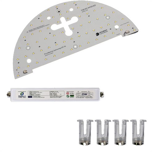 삼성LED 원형 반원 방등 400 x 200 mm 25W 프리미엄 삼성 S6 모듈 + 틔움KS 안정기, 전구색, 1세트
