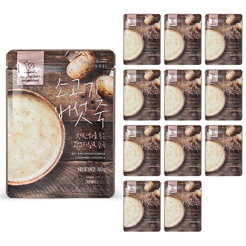 원더푸드 반려동물용 소고기 버섯 죽, 소고기 + 버섯 혼합맛, 12개
