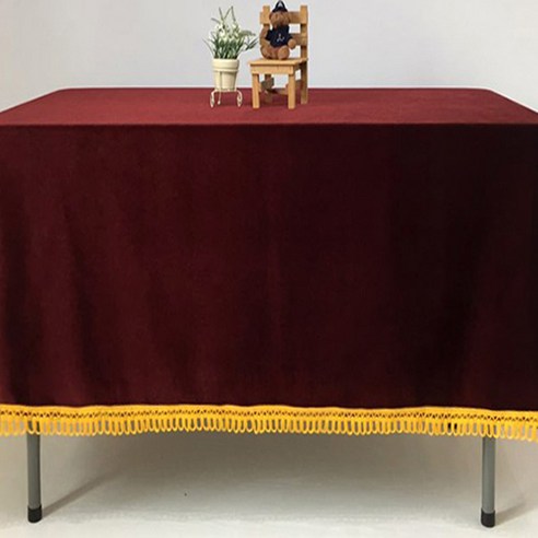 로고앤테이블 벨벳 U자형 수실 테이블보, 와인, 100 x 160 cm