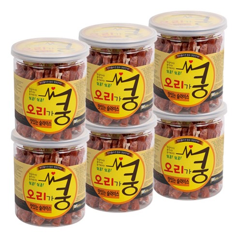브리더랩 강아지 슬라이스 건조간식 200g, 오리가쿵, 6개