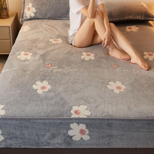 빈테리어 부드러운 스웨이드 패턴 매트리스 커버, 09