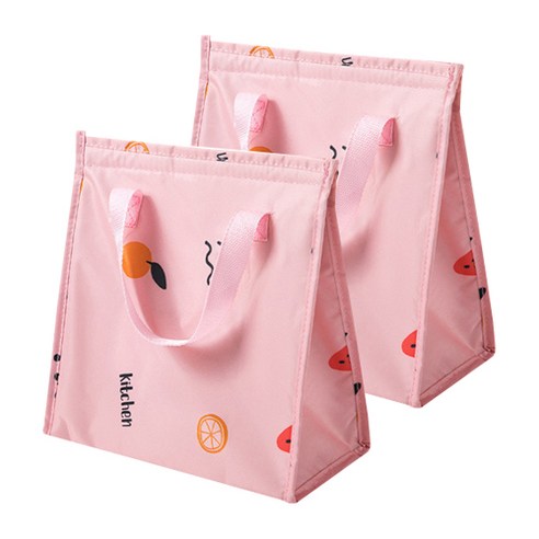 패턴 피크닉 보냉 가방 스퀘어 2p, 핑크