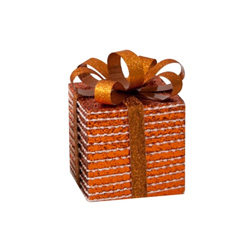 플라워트리 줄무늬 선물상자 크리스마스 인테리어 장식, 오렌지