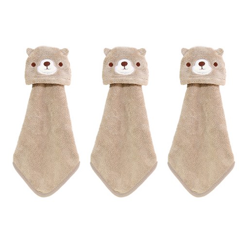 제이씨피 애니멀 페이스 핸드타월, 곰, 3개