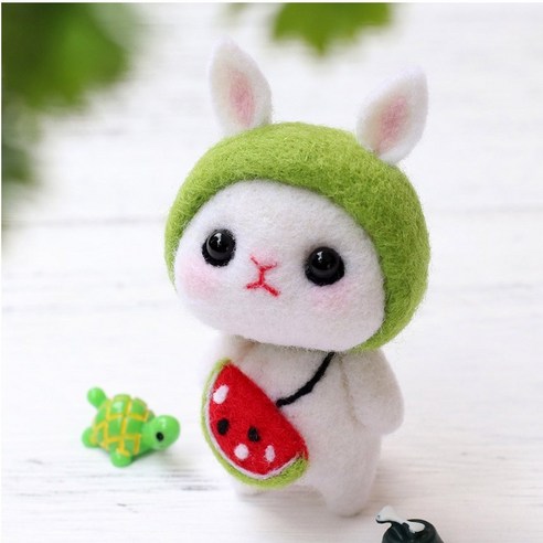 펫돌 양양이 니들펠트 인형 DIY 세트, 수박토끼, 1세트