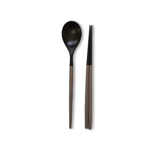 마카롱 흑칠 베이지 수저 세트, 1세트, 숟가락 + 젓가락
