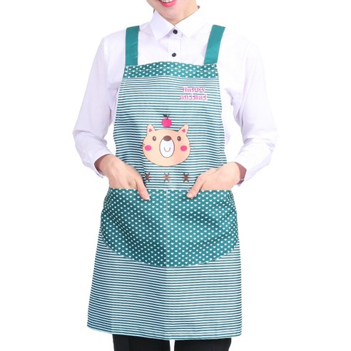 레뷰가운 곰돌이 앞치마 CAE08, 녹색, 1개