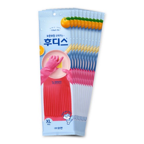 후디스 고무장갑 XL 2p 세트, 레드, 10세트