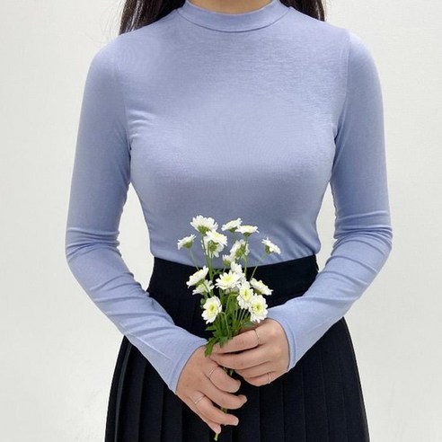 투데이앤룩 여성용 데일리 슬림 스판 긴팔 티셔츠