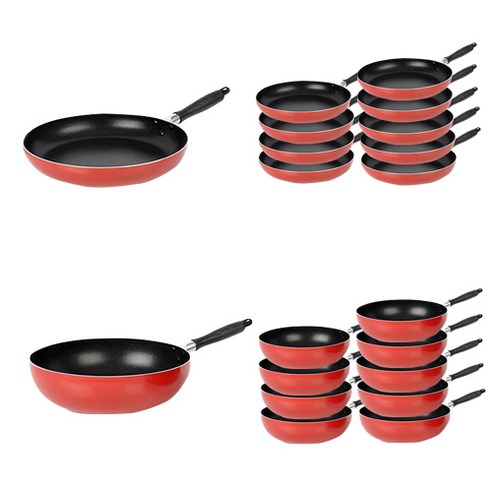 유진 베이직 프라이팬 2종 x 10p 세트, 혼합색상, 프라이팬 22cm 10p + 웍팬 22cm 10p