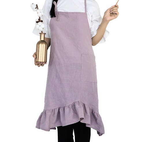 마켓감성 린넨 주름 앞치마, 퍼플, 1개