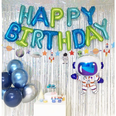 펄박스 우주 풍선 생일파티 가랜드 세트, 혼합색상, 1세트