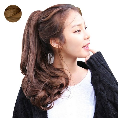 고운머리 여성용 집게형 포니테일 로맨틱 웨이브 테일 부분 가발, 골드카라멜, 1개