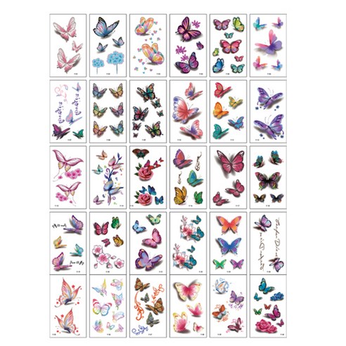 시나몬걸 컬러 타투 스티커 30p, G-나비, 1세트