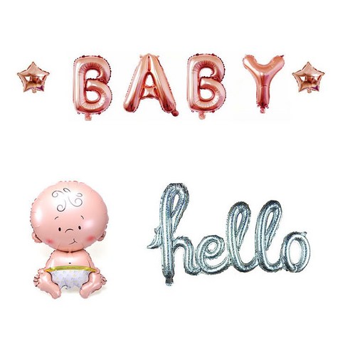 베이비샤워 슬림 월데코 파티 풍선 세트, 로즈골드(BABY), 1세트