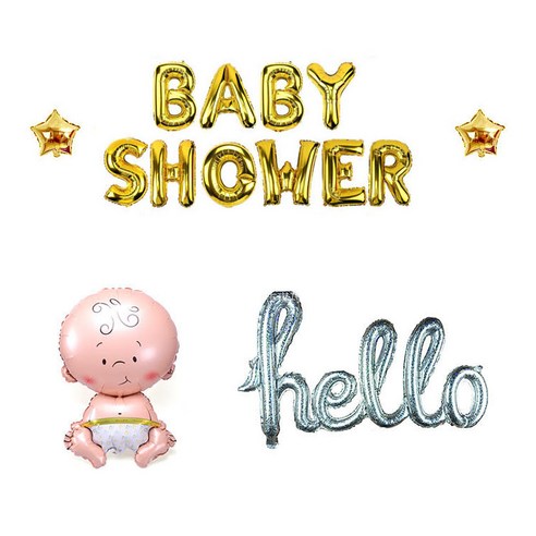 베이비샤워 슬림 월데코 파티 풍선 세트, 골드(Babyshower), 1세트