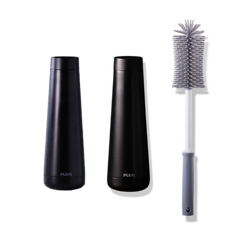 필레우스 텀블러 인솔로 A + 써모 A + 세척솔 세트, PEBBLE BLACK(인솔로), PEBBLE BLACK(써모), 480ml