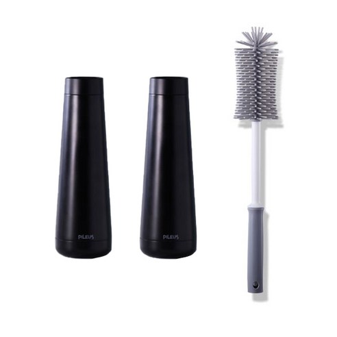 필레우스 살균 텀블러 인솔로 A 2p + 세척솔 세트, PEBBLE BLACK, 480ml
