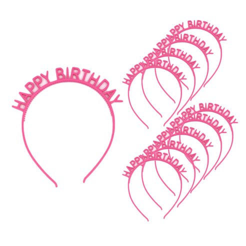 생일파티 인싸 해피 머리띠, 핫핑크, 10개