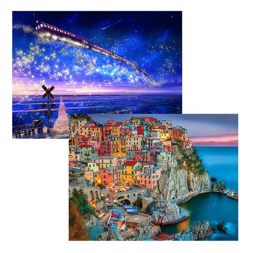 원더로우플레이스 3D타입 DIY 보석십자수 키트 40 x 50 cm C, 03 하랑열차, 랜덤발송, 2세트