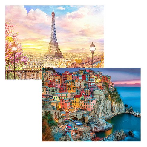 원더로우플레이스 3D타입 DIY 보석십자수 키트 40 x 50 cm C, 08 에펠탑 노을, 랜덤발송, 2세트